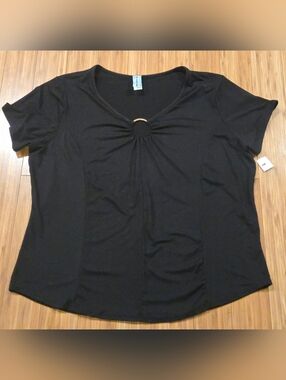 NWT M Fasis Black Short-Sleeve With Metal Detail On The Front.